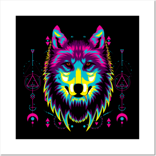 wolf popart head Posters and Art